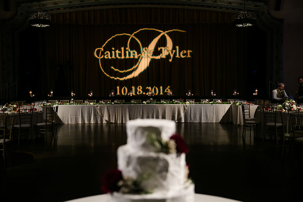 gobo wedding projection on curtain